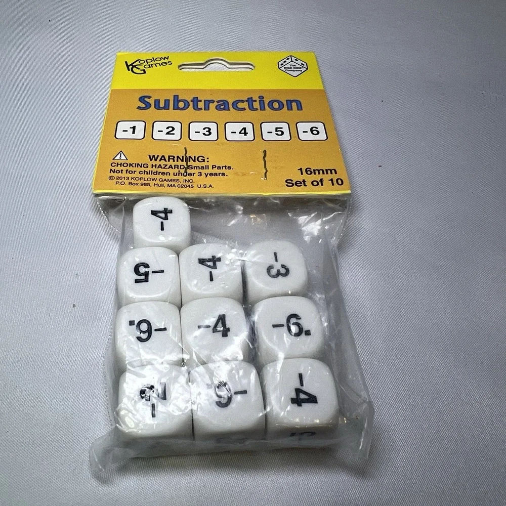 10 Subtraction Koplow Dice d6 Math Numbers‎ New Minus Vintage Open Package